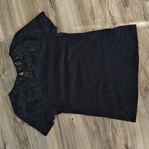 EUC Black lace shoulder top